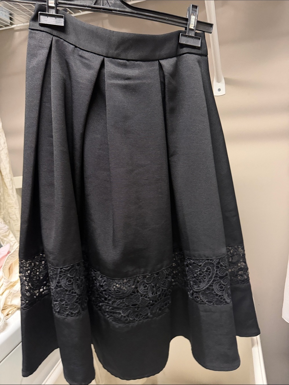Express , Classic Black Lace-Trim A-Line Skirt